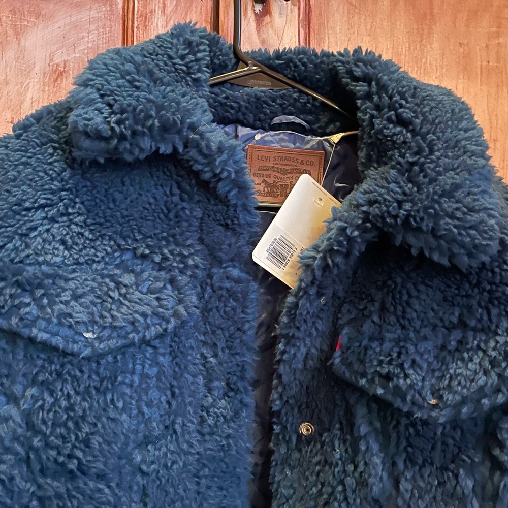 Levi’s Teal Faux fur shearling puffer jacket - Picture 5 of 9